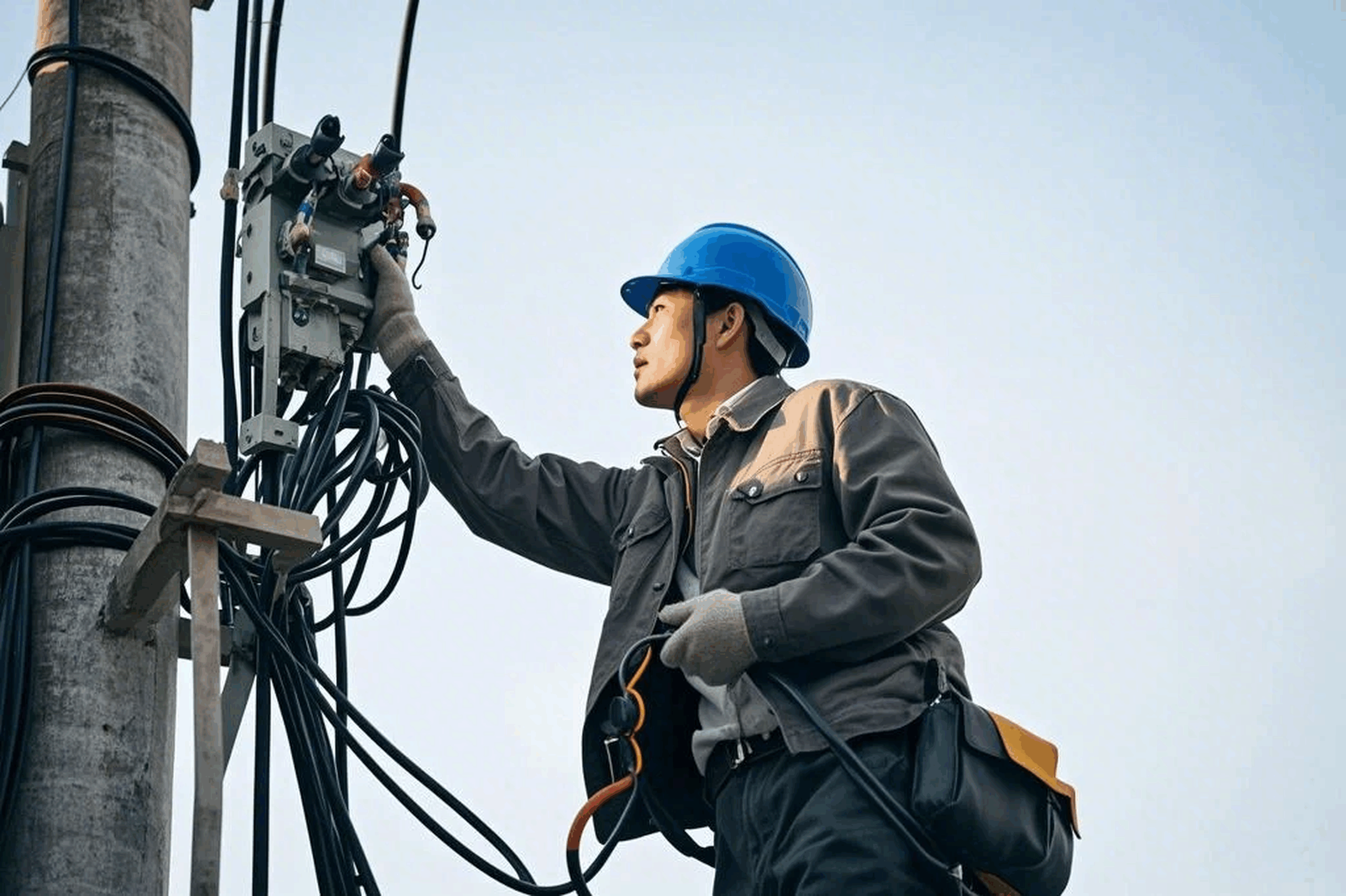 攝影圖成年男性專注操作設備藍色安全帽工作服電工維修電力設施商業(yè)照片（商業(yè)使用）(1).png